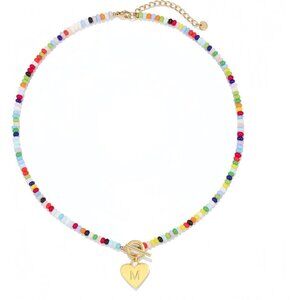 Stylish A-Z Initial Pendant Necklace with Waterproof Beads – Unique Gift for Her